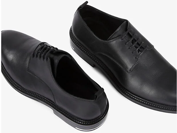Mens Black Metal-Embellished Leather Shoes Eur 45 / 11 Uk Men - Image 2
