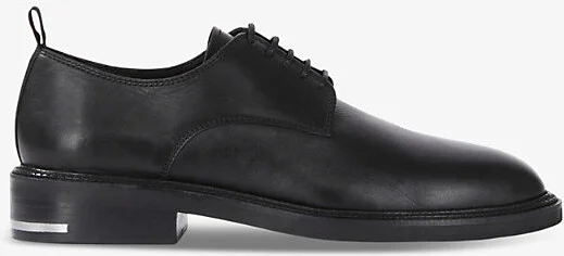 Mens Black Metal-Embellished Leather Shoes Eur 45 / 11 Uk Men