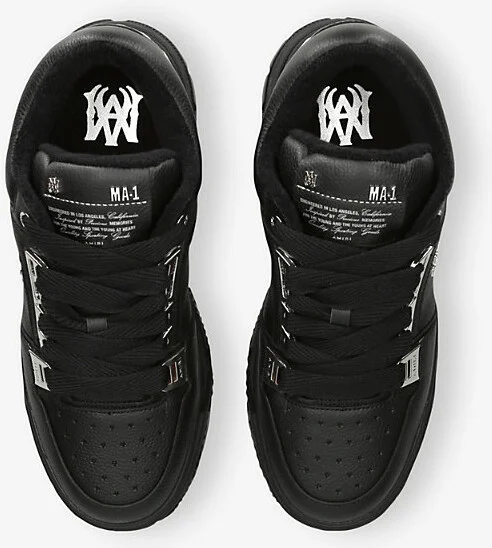Mens Black Metallic Ma-1 Leather Trainers Eur 41 / 7 Uk Men - Image 2