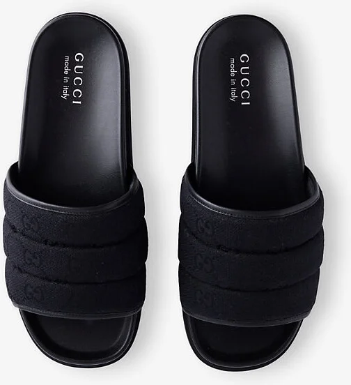 Mens Black Monogram Canvas Slides Eur 41 / 7 Uk Men - Image 2