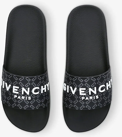 Mens Black Monogram-Pattern Rubber Slides Eur 41 / 7 Uk Men - Image 2