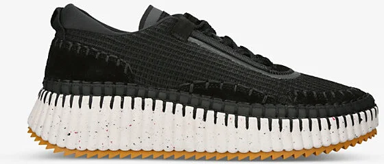 Mens Black Nama Embroidered Suede and Recycled Mesh Trainers Eur 40 / 6 Uk Men