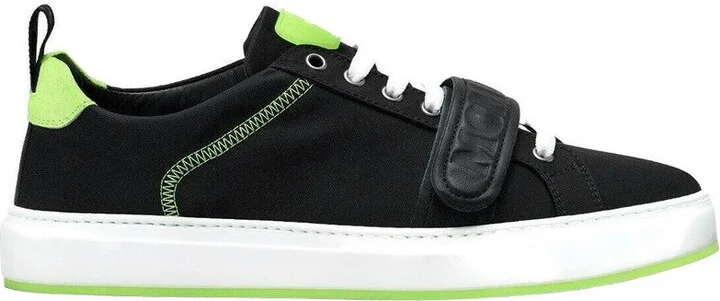 Men's Black Nylon Neon Green Low-Top With Strap Sneakers MEX9AMM68BK (42 EU / 9 US) - Image 2