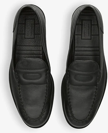 Mens Black Pace Leather Loafers Eur 39 / 5 Uk Men - Image 2
