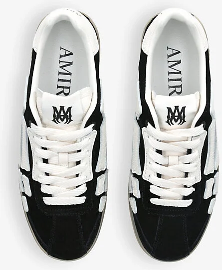 Mens Black Pacific Bones Embroidered Suede and Leather Low-Top Trainers Eur 42 / 8 Uk Men - Image 2