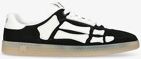 Mens Black Pacific Bones Embroidered Suede and Leather Low-Top Trainers Eur 42 / 8 Uk Men
