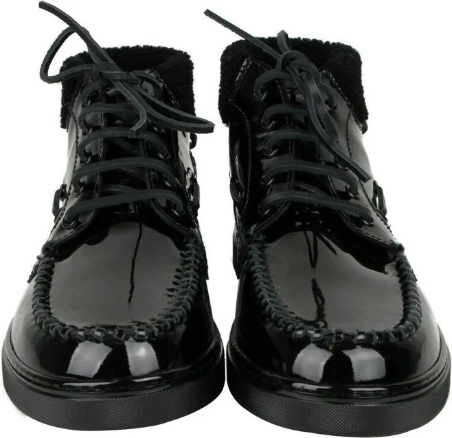Men's Black Patent Leather Hi Top Sneakers (40 EU / 7 US) - Image 3