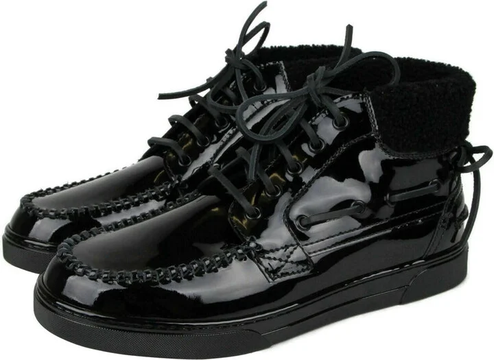 Men's Black Patent Leather Hi Top Sneakers (40 EU / 7 US) - Image 4