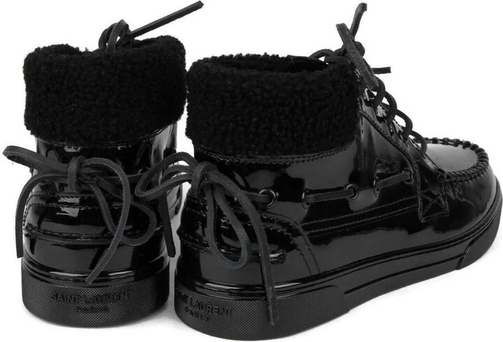 Men's Black Patent Leather Hi Top Sneakers (40 EU / 7 US) - Image 5