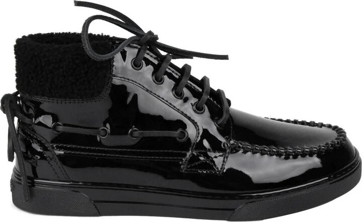 Men's Black Patent Leather Hi Top Sneakers (40 EU / 7 US) - Image 6