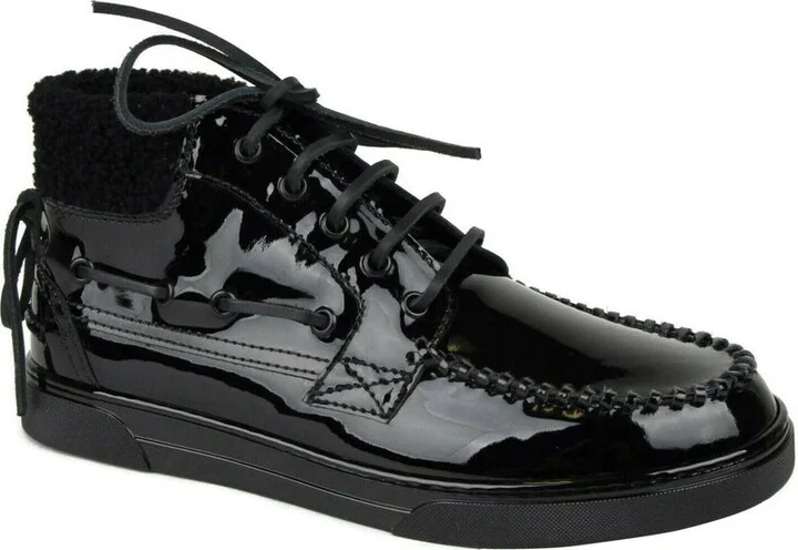 Men's Black Patent Leather Hi Top Sneakers (40 EU / 7 US)