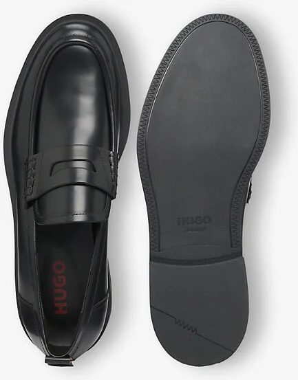 Mens Black Penny-Detail Leather Loafers Eur 40 / 6 Uk Men - Image 2