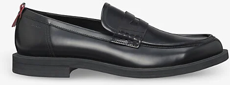 Mens Black Penny-Detail Leather Loafers Eur 40 / 6 Uk Men