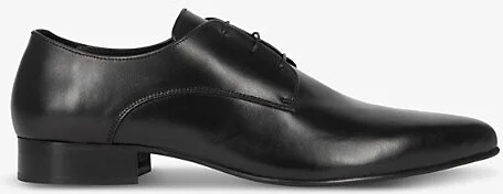 Mens Black Pointed-Toe Leather Derby Shoes 4