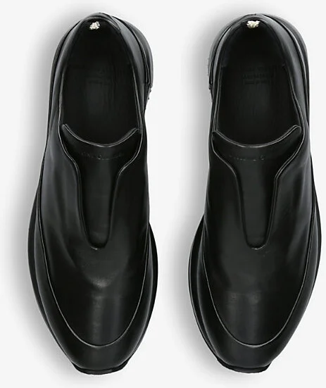 Mens Black Race Leather Low-Top Trainers Eur 45 / 11 Uk Men - Image 2