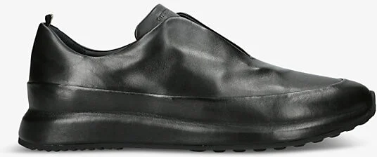 Mens Black Race Leather Low-Top Trainers Eur 45 / 11 Uk Men