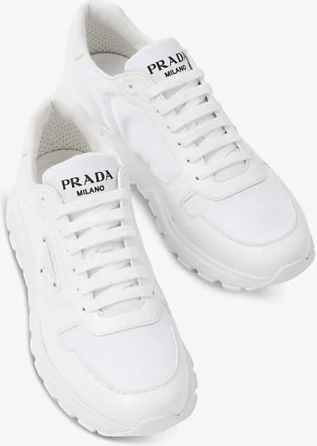 Mens Black Re-Nylon Brand-Plaque Leather and Nylon Low-Top Trainers Eur 40 / 6 Uk Men - Image 3