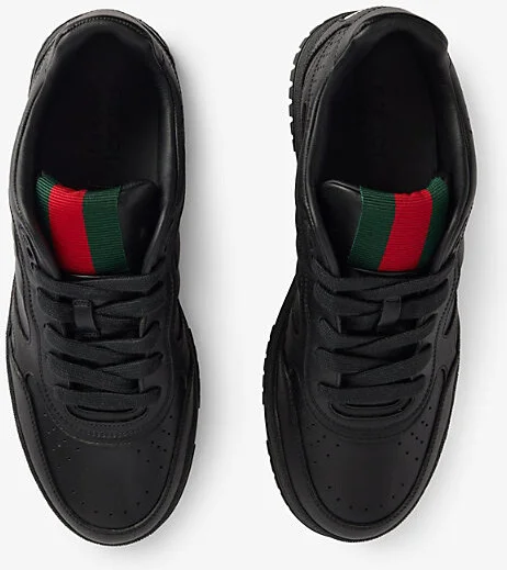 Mens Black Re-Web Leather Low-Top Trainers Eur 43 / 9 Uk Men - Image 2