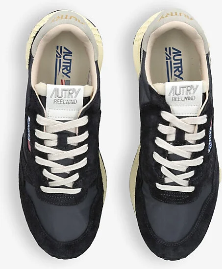 Mens Black Reelwind Brand-Embroidered Leather and Nylon Low-Top Trainers Eur 42 / 8 Uk Men - Image 2