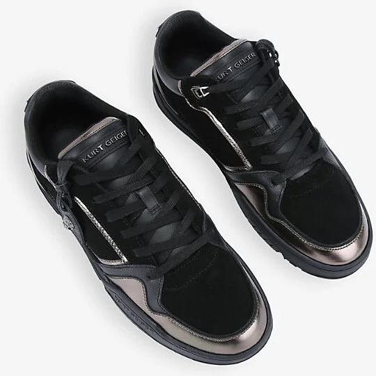 Mens Black Regan Brand-Tag Leather Low-Top Trainers Eur 40 / 6 Uk Men - Image 2