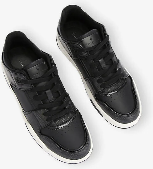 Mens Black Regan Plaque Leather Low-Top Trainers Eur 44 / 10 Uk Men - Image 2