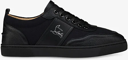 Mens Black Retero Leather Low-Top Trainers Eur 41 / 7 Uk Men