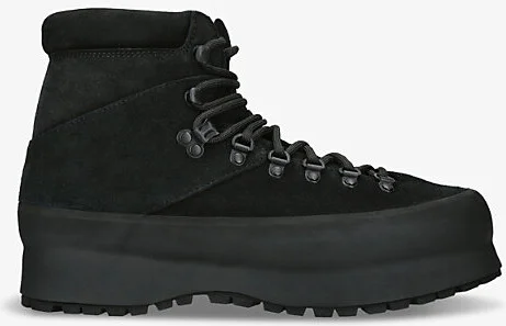 Mens Black Rosset Mid-Top Suede Boots Eur 42 / 8 Uk Men
