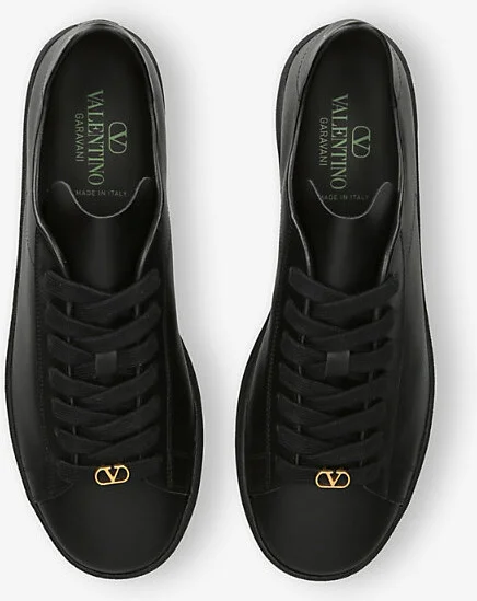 Mens Black Royco 2 Leather Low-Top Trainers Eur 45 / 11 Uk Men - Image 2