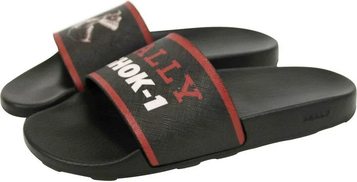 Men's Black Rubber With Logo And Red Edge Consumer Slide Sandals (8 EU / 9 US) - Image 4