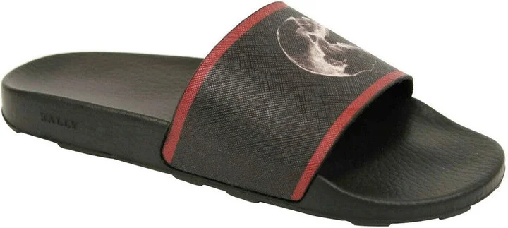 Men's Black Rubber With Logo And Red Edge Consumer Slide Sandals (9 EU / 10 US)