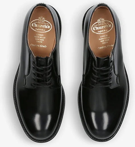 Mens Black Shannon Leather Derby Shoes Eur 42 / 8 Uk Men - Image 2