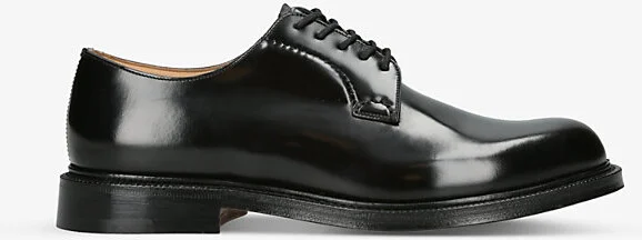 Mens Black Shannon Leather Derby Shoes Eur 42 / 8 Uk Men