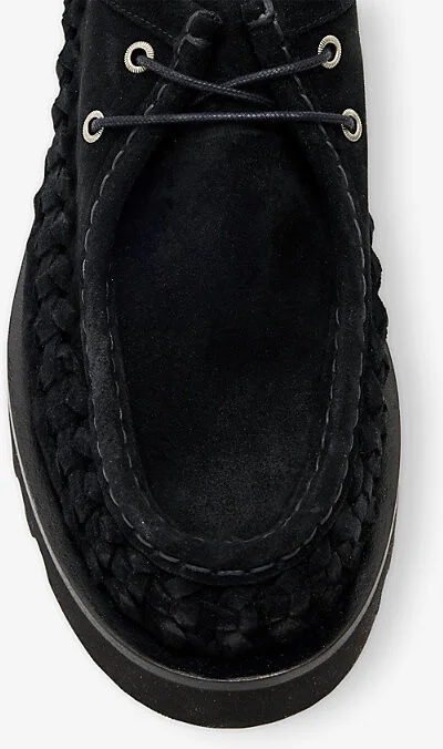 Mens Black Skiff Lace-Up Suede Boat Shoes Eur 43 / 9 Uk Men - Image 2