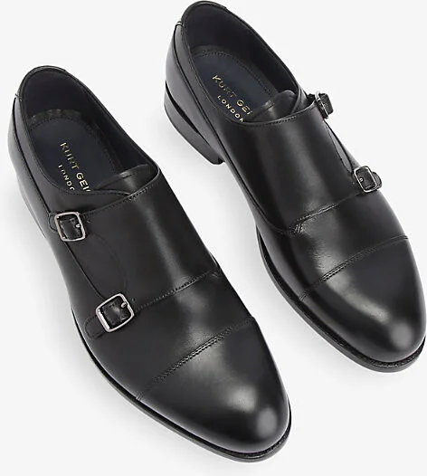 Mens Black Sloane Leather Monk Shoes Eur 43 / 9 Uk Men - Image 2