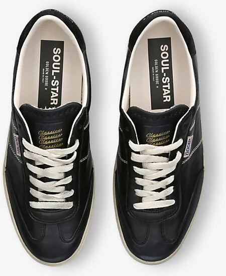Mens Black Soul Star Branded Low-Top Leather Trainers Eur 46 / 12 Uk Men - Image 2