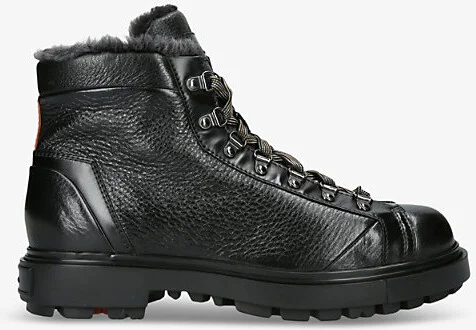 Mens Black St. Moritz Shearling-Lined Leather Boots Eur 44 / 10 Uk Men