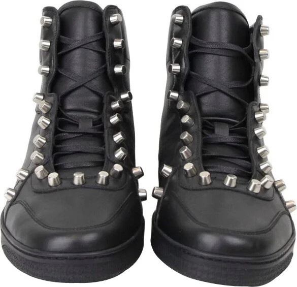 Men's Black Sttuded Leather High Top Sneaker - Image 3