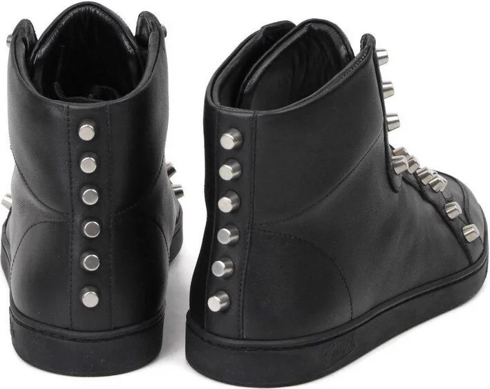 Men's Black Sttuded Leather High Top Sneaker - Image 5