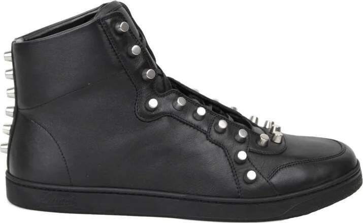Men's Black Sttuded Leather High Top Sneaker - Image 6