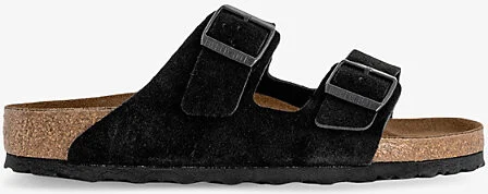 Mens Black Suede Arizona Two-Strap Leather Sandals Eur 43.5 / 9.5 Uk Men
