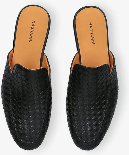 Mens Black Suela Weave Leather Mules Eur 43 / 9 Uk Men - Image 2