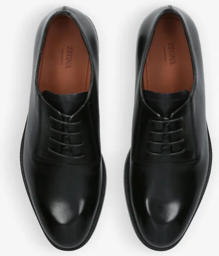 Mens Black Torino Tonal-Stitching Leather Oxford Shoes Eur 45 / 11 Uk Men - Image 2