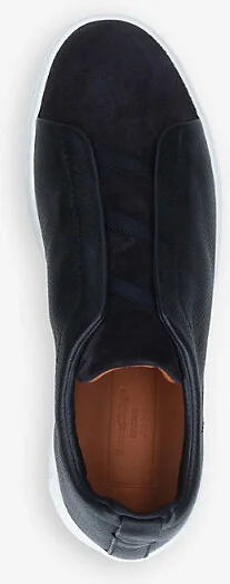 Mens Black Tripe Stitch Leather and Suede Trainers Eur 40 / 6 Uk Men - Image 2