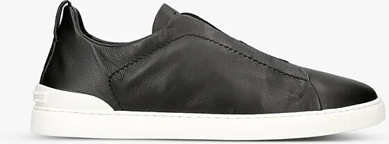 Mens Black Triple Stitch Secondskin Leather Trainers Eur 43.5 / 9.5 Uk Men