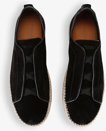 Mens Black Triple Stitch Suede Espadrilles Eur 40 / 6 Uk Men - Image 2
