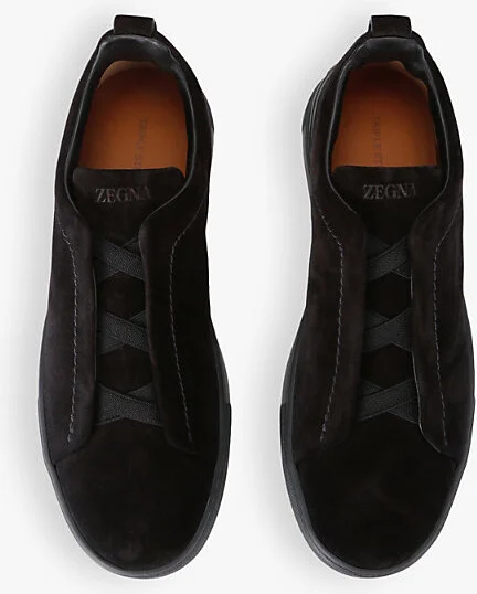 Mens Black Triple Stitch Suede Low-Top Trainers Eur 40 / 6 Uk Men - Image 2