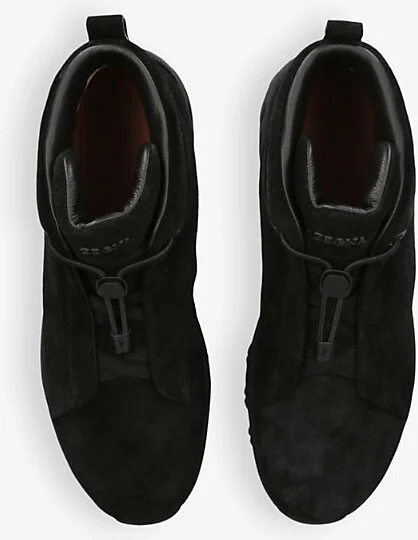 Mens Black Triple Stitch Vetta Suede High-Top Trainers Eur 40 / 6 Uk Men - Image 2