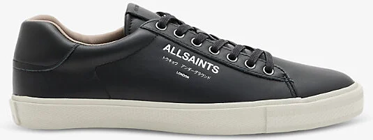 Mens Black Underground Brand-Print Leather Low-Top Trainers Eur 45 / 11 Uk Men