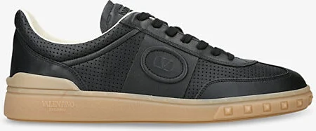 Mens Black Upvillage Leather Low-Top Trainers Eur 44.5 / 10.5 Uk Men