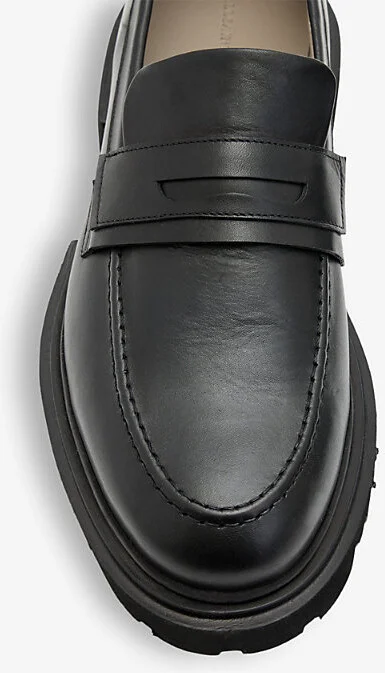 Mens Black Vinni Flat Leather Penny Loafers Eur 41 / 7 Uk Men - Image 2